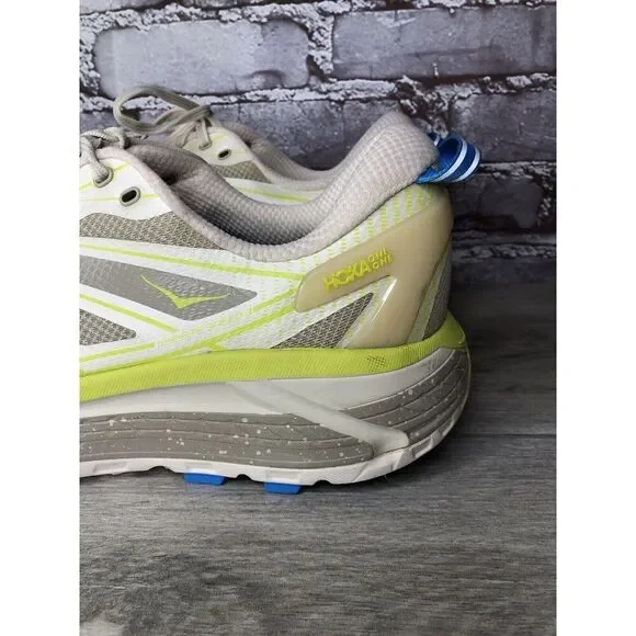 Hoka One Mafate Speed 2 Eggnog Gray Mesh Neon Yellow Running Men 14M US/49 1/3EU